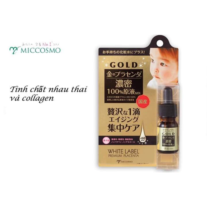 Serum Vàng Và Tinh Chất Nhau Thai Làm Trắng Da Miccosmo White Label Premium Placenta Gold Essence 10ml - (Set 3 lọ)