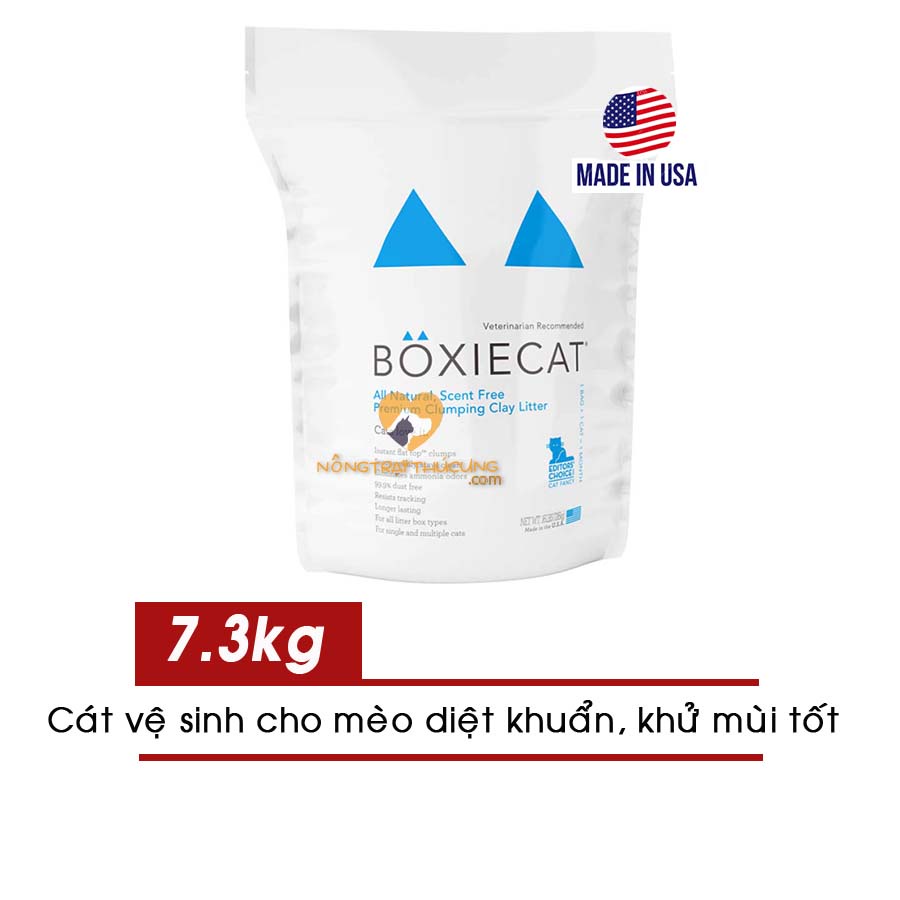 Cát Vệ Sinh Cho Mèo BOXIECAT USA (7,3kg /gói) - Không Bụi, Diệt Khuẩn, Khử Mùi Tốt