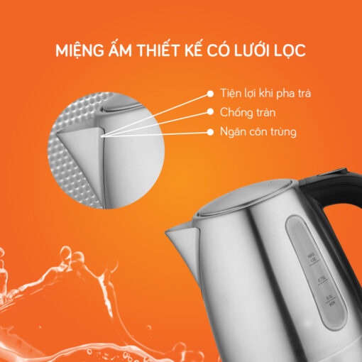 [Mã ELHADEV giảm 4% đơn 300K] Ấm siêu tốc inox Unie UE-300 dung tích 1 Lít, 1850W