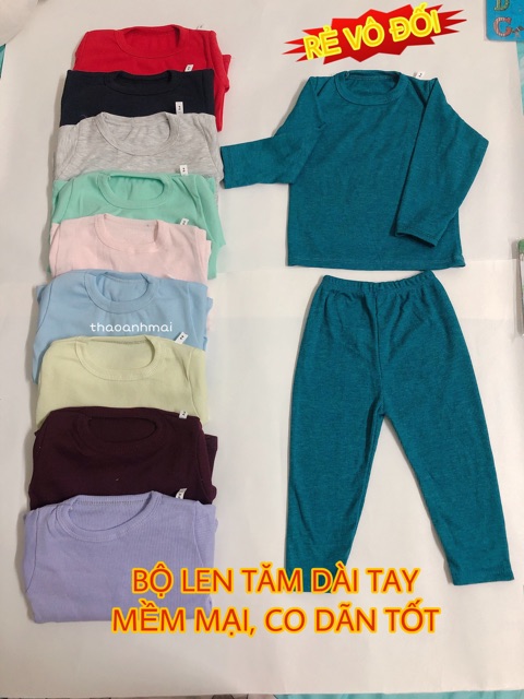 Bộ dài tay vải len tăm mềm mại, co dãn tốt cho bé - quần áo trẻ em bé gái, bé trai
