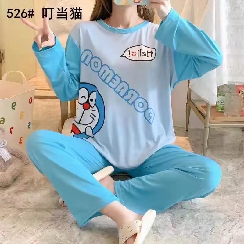 Đồ bộ thun cotton quần dài, đồ mặc ở nhà Quảng Châu, họa tiết hoạt hình dễ thương