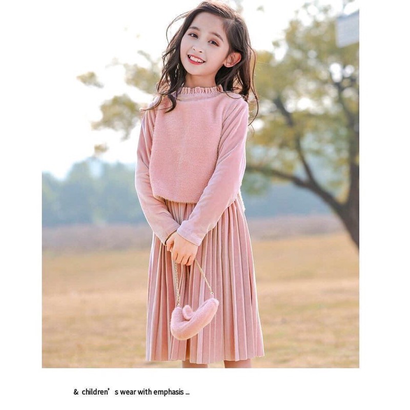 Set váy nhung kèm túi