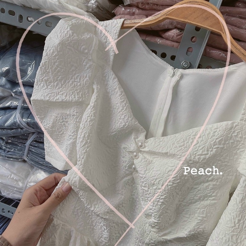 váy trắng tiểu thư tay phồng form xoè (hàng sẵn )