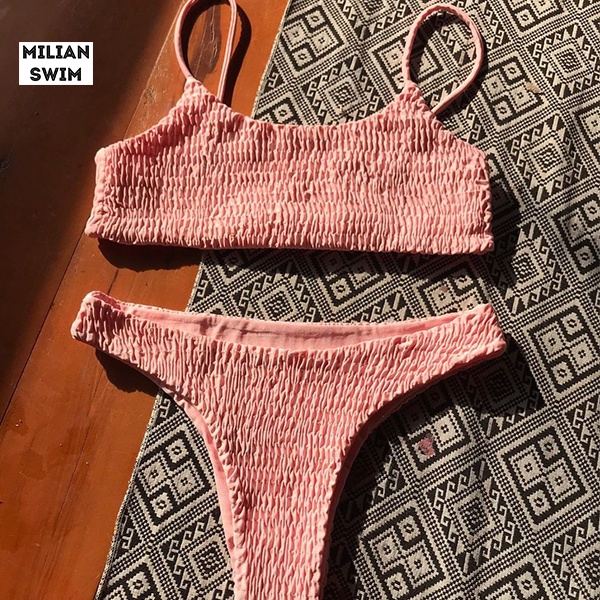Bikini smoked hai mảnh vải nhún - 𝙇𝙄𝙇𝘼𝘾 𝙗𝙞𝙠𝙞𝙣𝙞