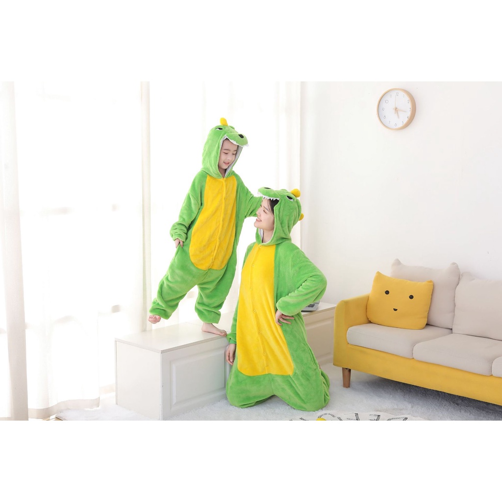 Bộ Đồ Khủng Long Xanh - FREESHIP - Bộ Đồ Thú Khủng Long Xanh Người Lớn và Trẻ Em