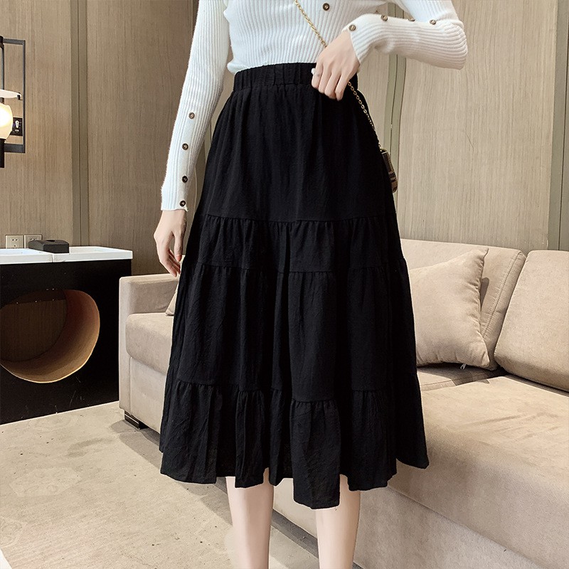 Chân Váy Đũi Ulzzang ⚡ Casper.Store | FREESHIP | ⚡ Chân váy Vintage dáng dài chất ĐŨI NHĂN Ulzzang 3 tầng | BigBuy360 - bigbuy360.vn