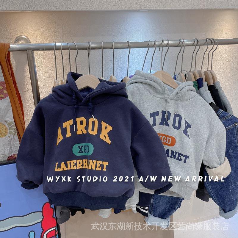 Áo Hoodie Lót Lông Cừu Dày Dặn Phong Cách Phương Tây Thời Trang Thu Đông Mới Cho Bé Trai