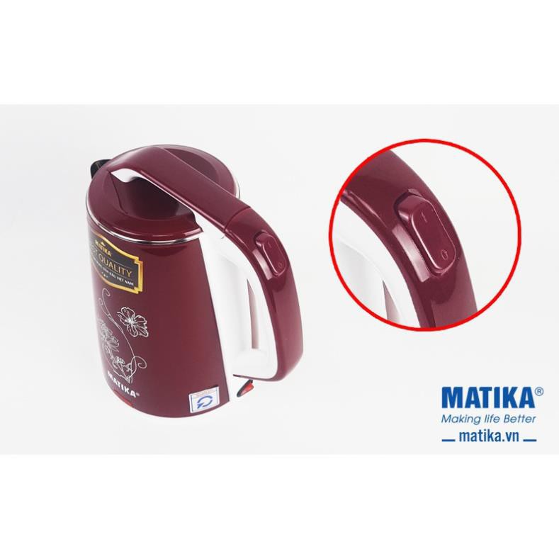 Ấm siêu tốc Matika MTK-24, ca siêu tốc có chức năng ủ ấm nước, nhiệt độ đủ pha sữa cho bé