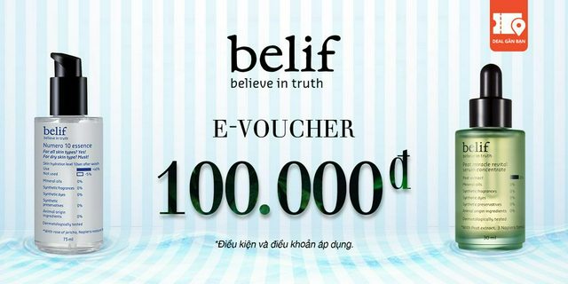 E-Voucher giảm 100.000đ khi mua sản phẩm tại cửa hàng Belif