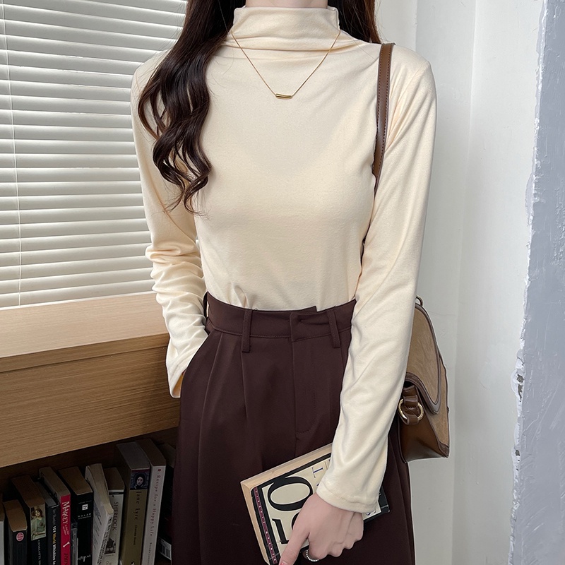 Áo Thun Dài Tay Cổ Lọ Ôm Dáng Xinh Xắn Dành Cho Nữ