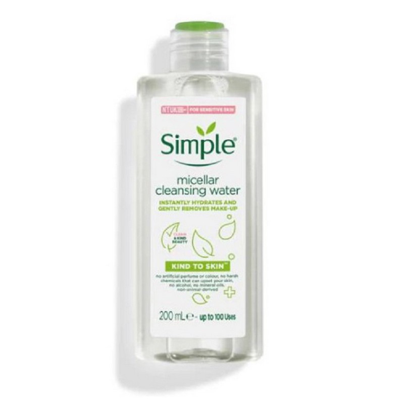 Nước Tẩy Trang không cồn Simple Micellar Cleansing Water 200ml cho da nhạy cảm