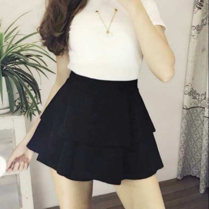 Chân Váy 2 tầng có quần trong vải Umi co giãn đẹp