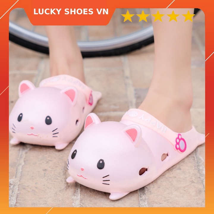 DÉP CON MÈO dành cho bạn nữ với hình mèo ngộ nghĩnh [H63] HOT 2022 size từ 36 đến 41 LUCKY SHOES VN