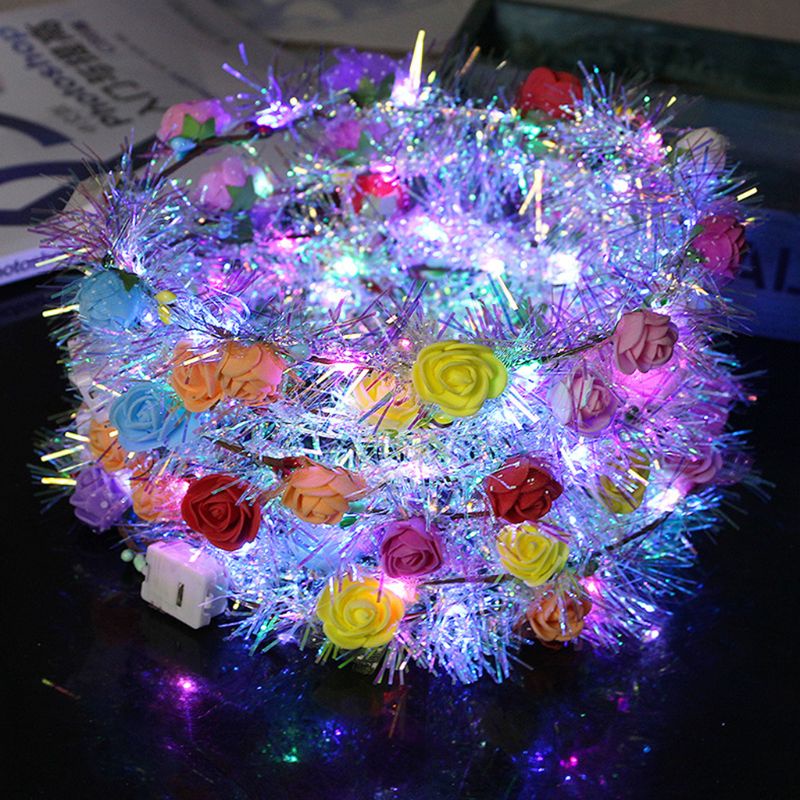 Vòng Hoa Đội Đầu Có Đèn LED Lấp Lánh Cho Nữ