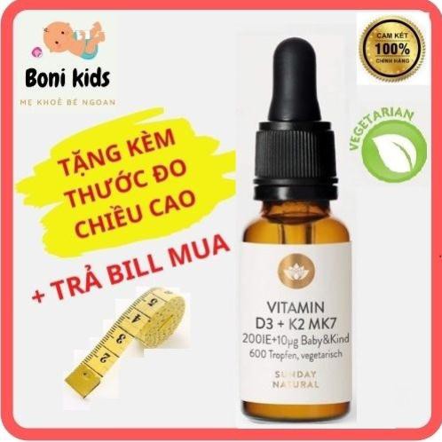 Vitamin D3 K2 MK7 Sunday Natural Đức 20ml Bổ Sung Cho Trẻ Từ Sơ Sinh Đến 4 Tuổi, D3K2 Tăng Hấp Thụ Canxi tăng Chiều Cao