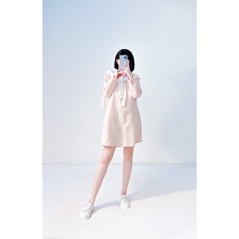 Đầm sơmi pastel tay dài