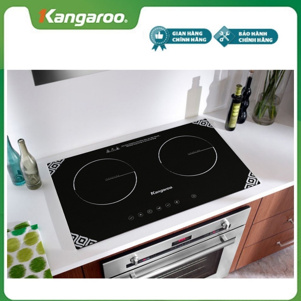 Bếp điện từ đôi Kangaroo KG498N, có thể đặt âm hoặc đặt dương trên mặt bàn, khóa an toàn, cài đặt thời gian