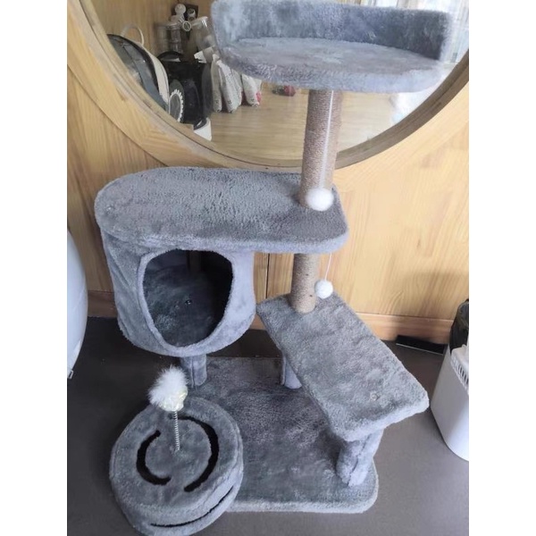 Cattree xám cho mèo to kèm đồ chơi - cào móng cao 85cm