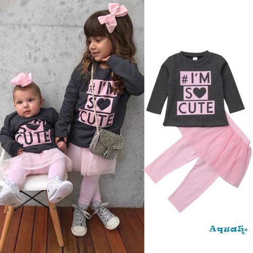 Set Áo Thun Tay Dài &amp; Quần Legging Cho Bé Gái