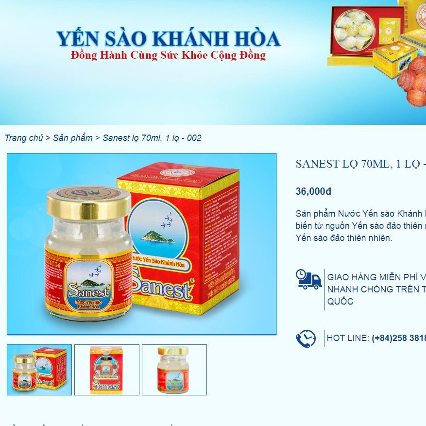 Nước yến sanest yến sào khánh hòa