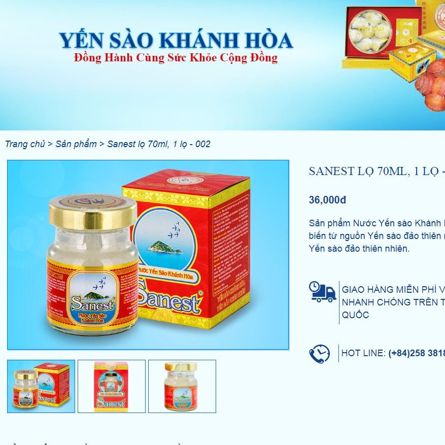 nước yến sanest yến sào khánh hòa (yến hũ có đường)