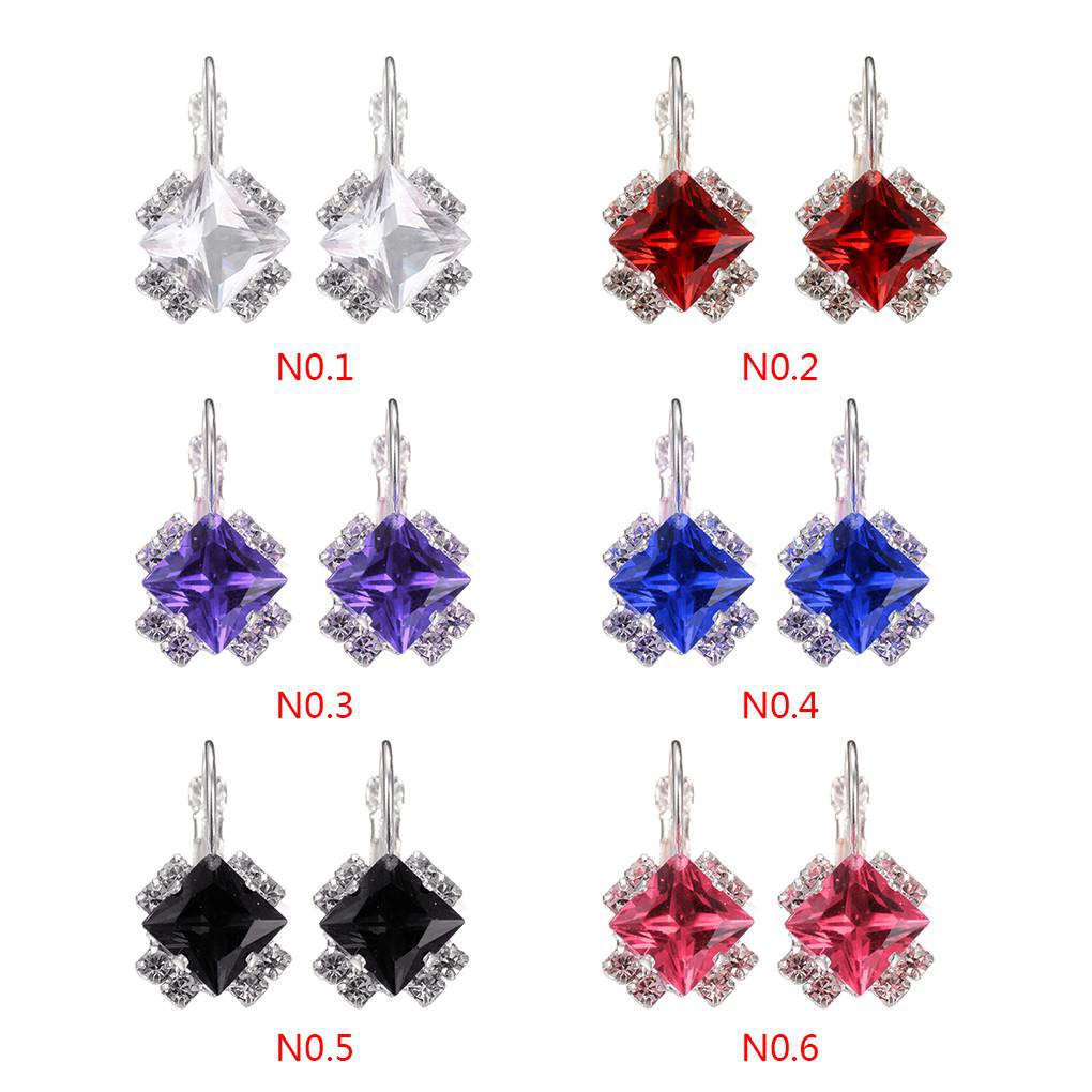 1 Đôi Khuyên Tai Hình Thoi Đính Đá Pha Lê