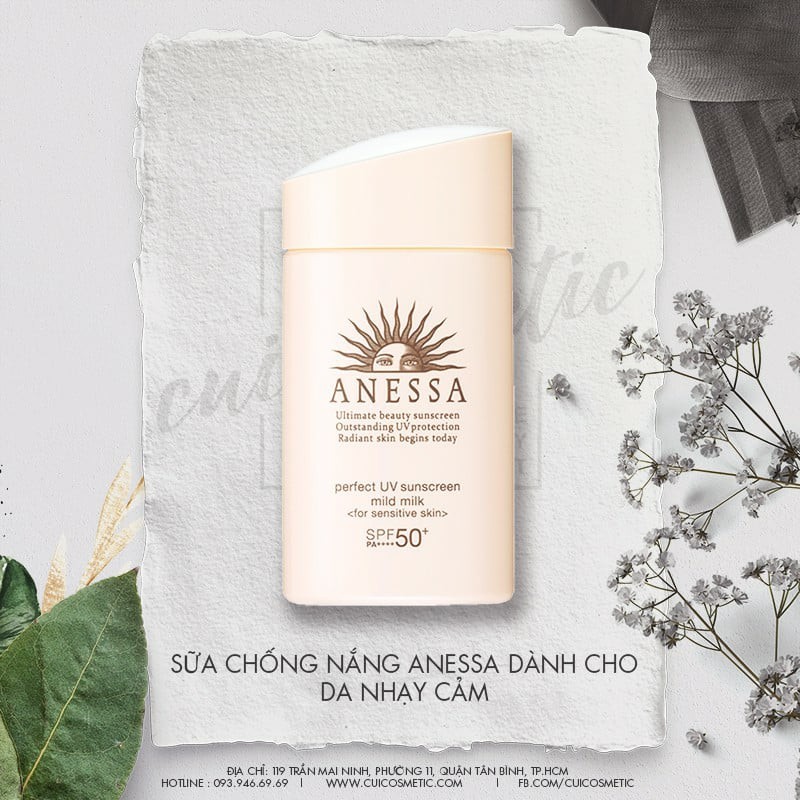 Sữa chống nắng dưỡng da dịu nhẹ cho da nhạy cảm & trẻ em Anessa Perfect UV Sunscreen Mild Milk 60ml