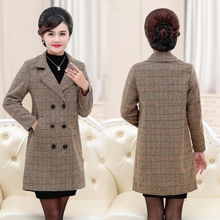 Áo dạ kẻ caro trần bông quả trám trung tuổi và trung niên hàng Quảng Châu cao cấp