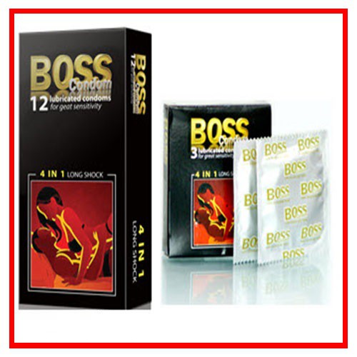 Bộ 2 hộp Bao Cao Su Boss 4 in 1 Gân Gai Kéo Dài - 24 Chiếc Chính Hãng