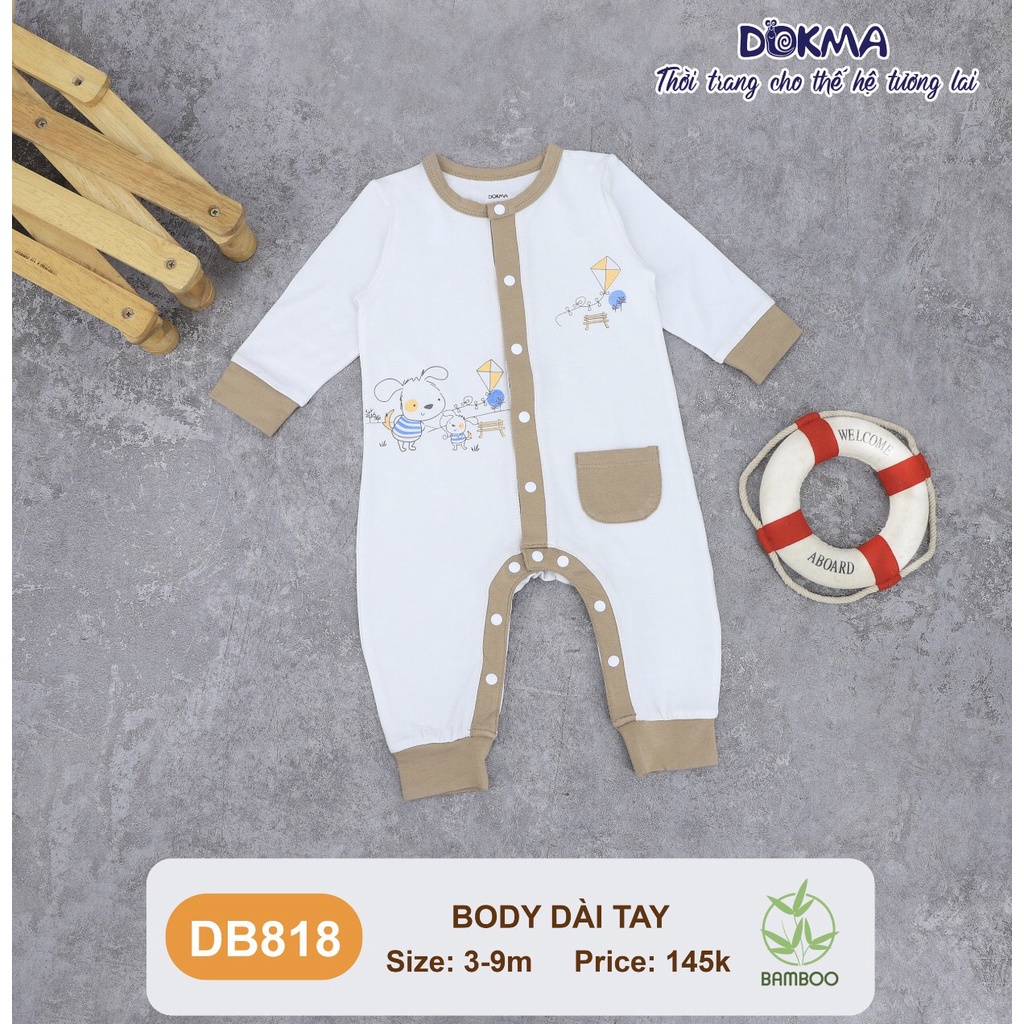 [FREESHIP] Body sơ sinh dài tay 3-9 tháng tuổi Dokma DB818