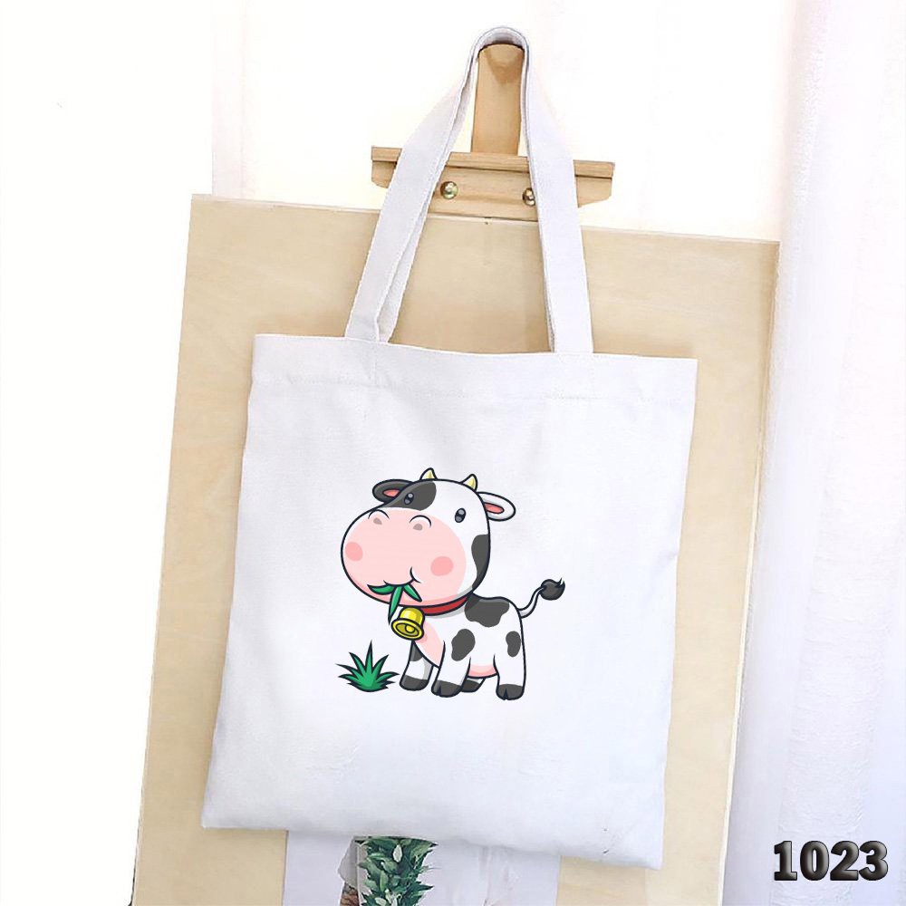 Túi Tote Vải Canvas Thời Trang Hàn Quốc 1023 486 Bò Sữa Ăn Cỏ Dễ Thương Cực Đẹp