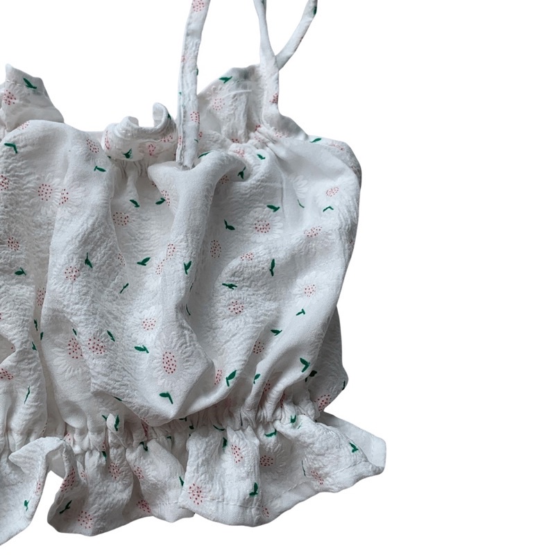 FLOWER TWO | Set áo hai dây cột nơ hoạ tiết hoa nhí