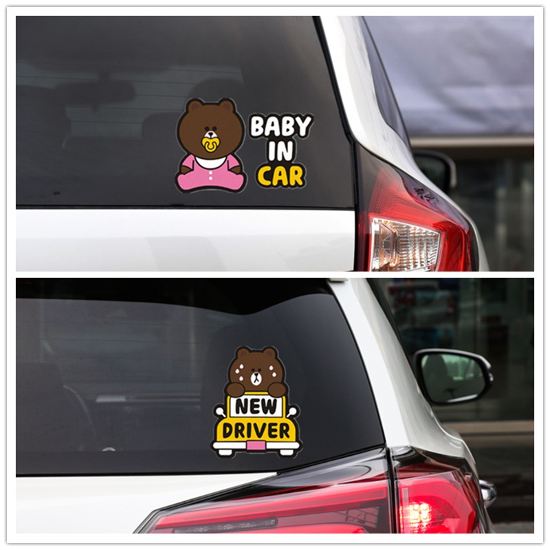 Miếng Dán Phản Quang Họa Tiết Hoạt Hình Baby In Car Baby On Board Dễ Thương Trang Trí Thân Xe / Xe Hơi