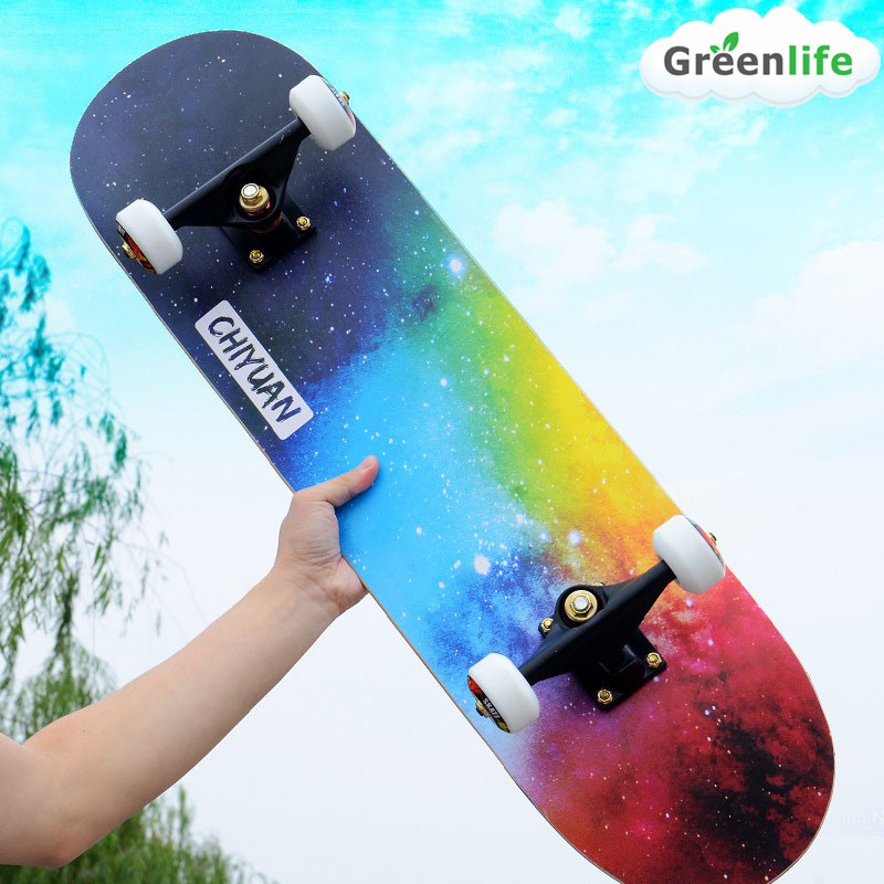 Ván trượt thể thao skateboard mặt nhám phong cách bánh xe cao su đèn Led dành cho giới trẻ - Ván trượt gỗ phong 8 lớp