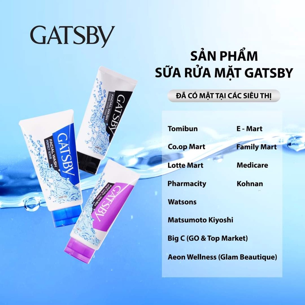 Sữa Rữa Mặt Nam Dành Cho Da Mụn Da Khô và Tẩy Da Chết Gatsby Facial Wash