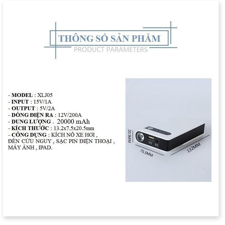 Pin sạc dự phòng kiêm kích bình ắc quy P2021  ELECTRICS 2021   20.000mAh 2021    -TTHome