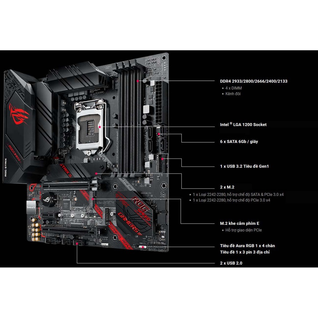 [Mã ELMSHX03 hoàn 6% xu đơn 2TR] Bo mạch chủ ASUS ROG STRIX B460-G GAMING Bảo hành chính hãng 36 Tháng