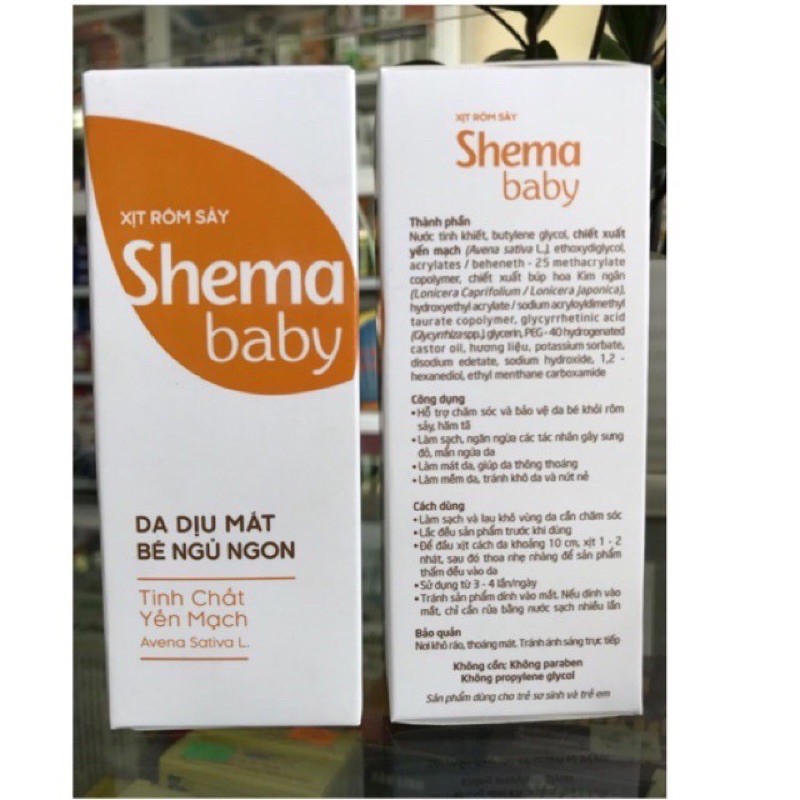 Xịt Rôm Sảy,Hăm Tã,Mẩn Ngứa Shema Baby-Da Dịu Mát Bé Ngủ Ngon 50ml (dùng cho trẻ sơ sinh và trẻ em...)