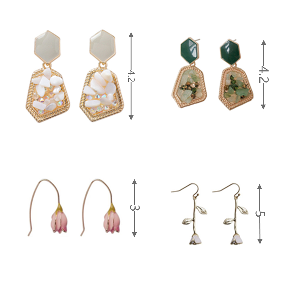 Đôi Bông Tai Hình Hoa Tulip Pháp Đính Kim Cương Giả Sang Trọng