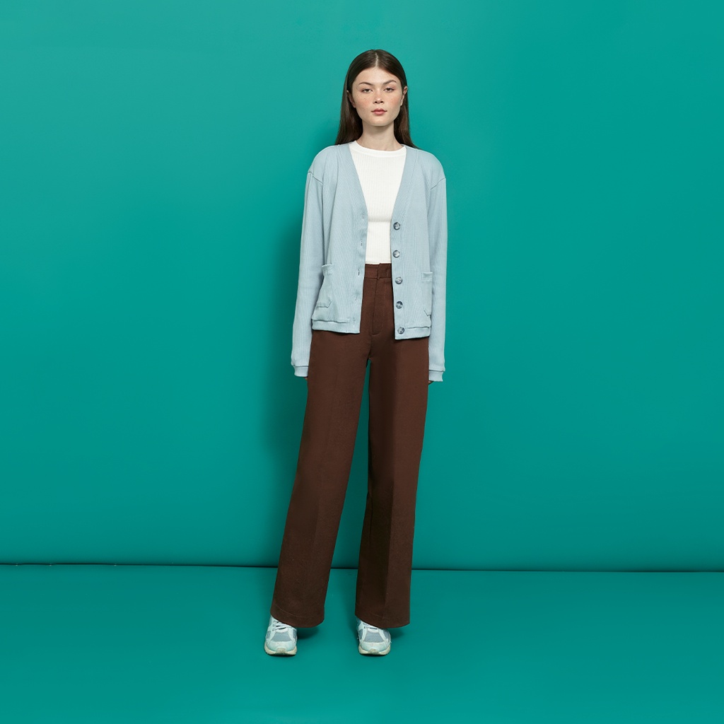 Andabove - Áo khoác Cardigan nữ cổ V có túi - V-neck Cardigan - Màu Xanh/Xám/Nâu/Babyblue | BigBuy360 - bigbuy360.vn