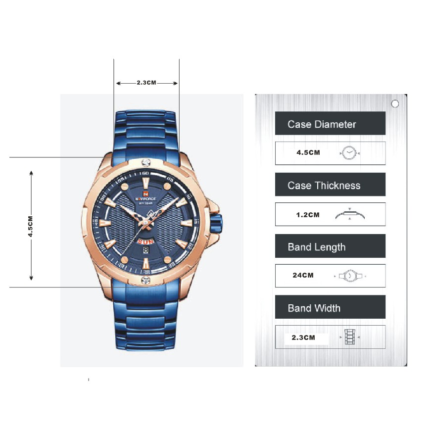 NAVIFORCE NF9170M Men Sport Fashion Stainless Steel Band Analog Digital Watch | BigBuy360 - bigbuy360.vn