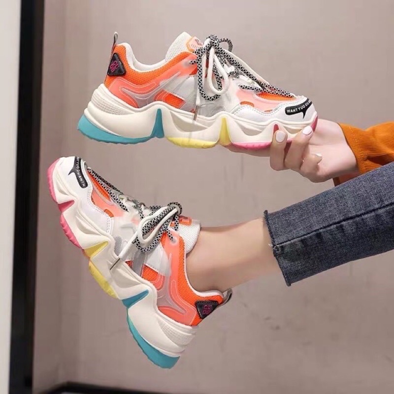 Giày Thể Thao Nữ👟Hot Trend👟, Giày Sneaker Nữ Ulzzang Đế 3 Màu Siêu Đẹp