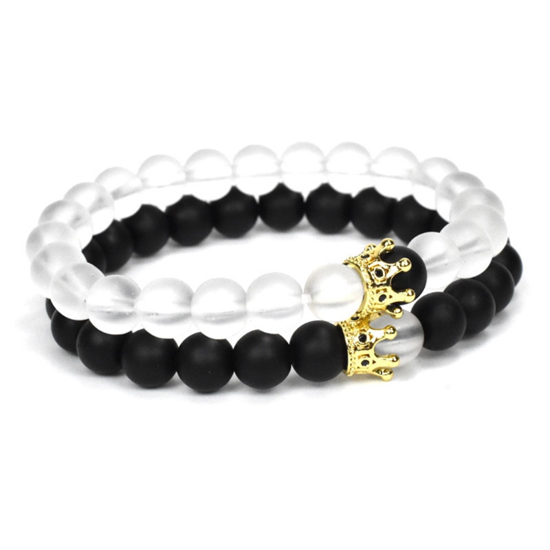 Vòng Tay Chuỗi Hạt 8mm Co Giãn Mặt Hình Vương Miện