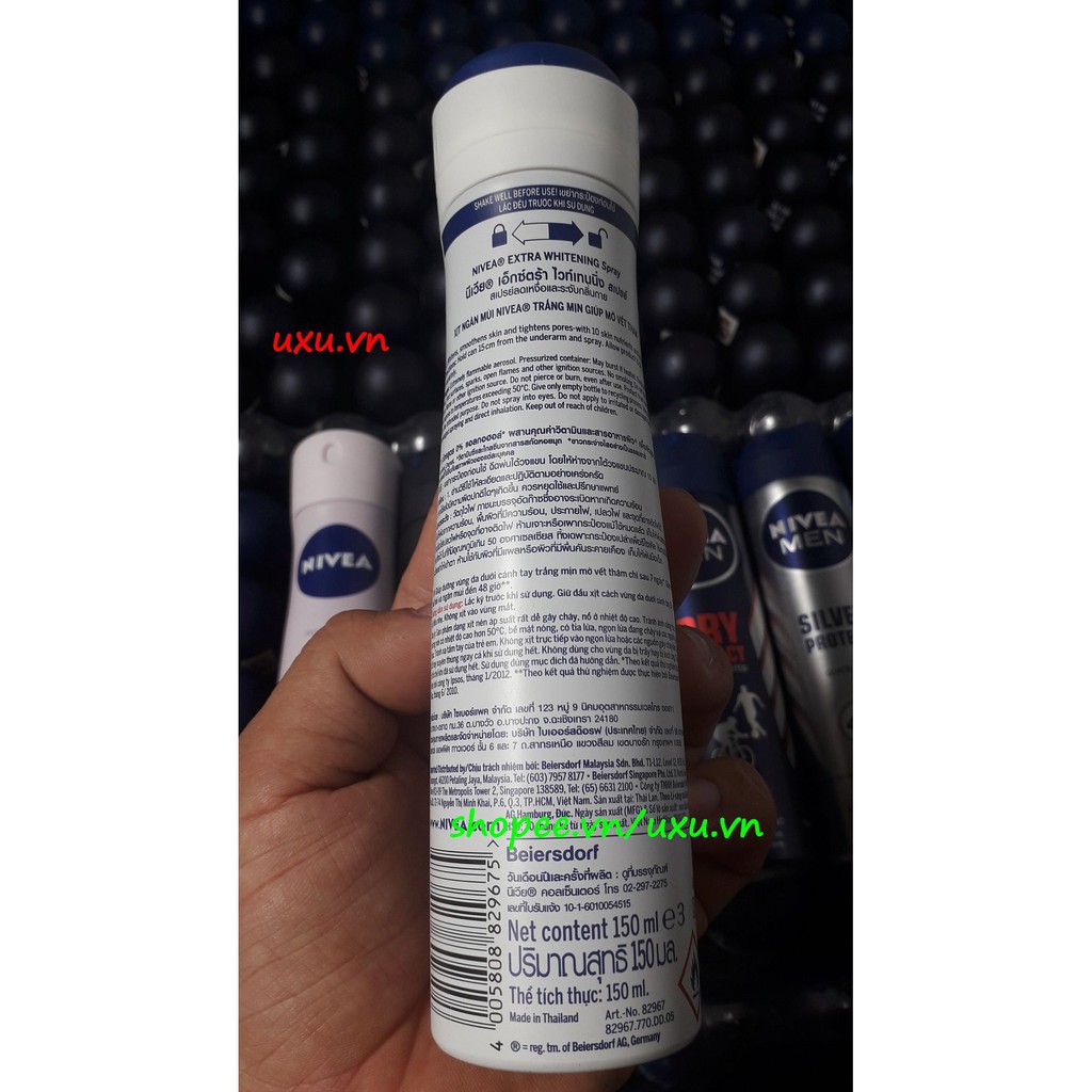 Xịt Khử Mùi Nữ 150Ml Nivea Trắng Mịn Mờ Vết Thâm Extra Whitening, Với uxu.vn Tất Cả Là Chính Hãng. | BigBuy360 - bigbuy360.vn