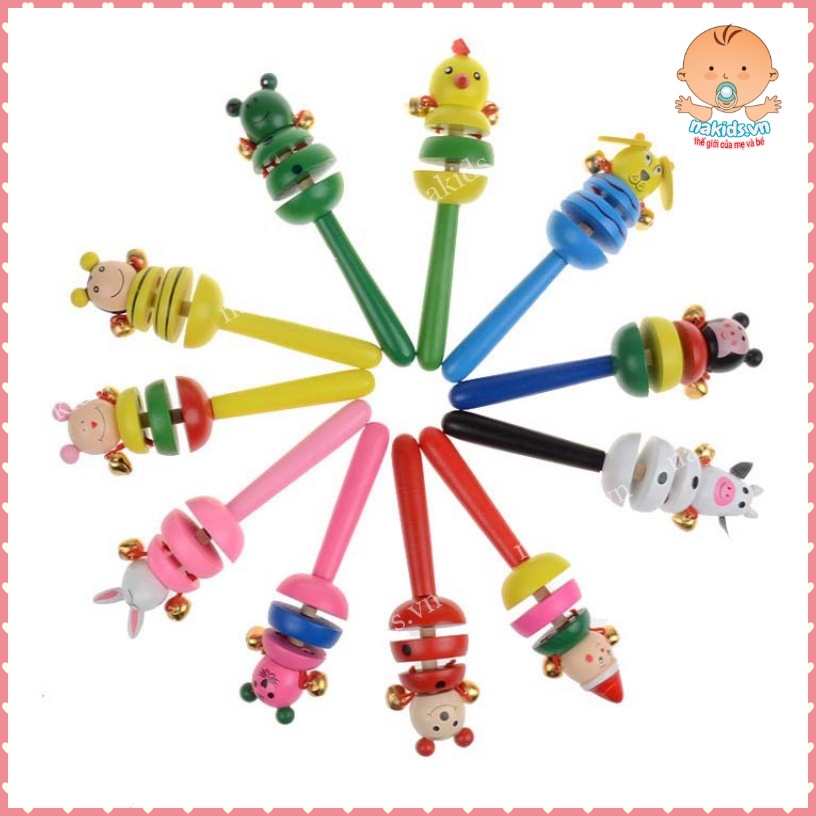 Lục Lạc Hình Thú 3 Tầng - Xúc Xắc Gỗ Đồ Chơi Thúc Đẩy Thị Giác Và Thính Giác Cho Bé MS88-DC1