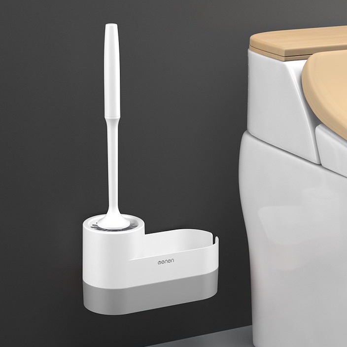 Chổi Cọ Vệ Sinh Toilet Nhà Tắm Silicon Oenon Cao Cấp Có Giá Để Đồ Dán Tường Thông Minh - Kèm Miếng Dán