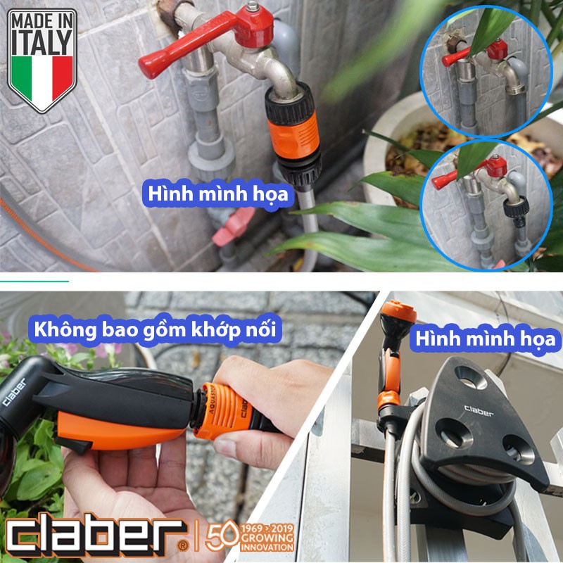 Vòi Xịt Tưới Cây Rửa Xe Đa Năng  Claber 9083, 4 chế độ phun, kết nối khớp nối nhanh, bảo hành 12 tháng
