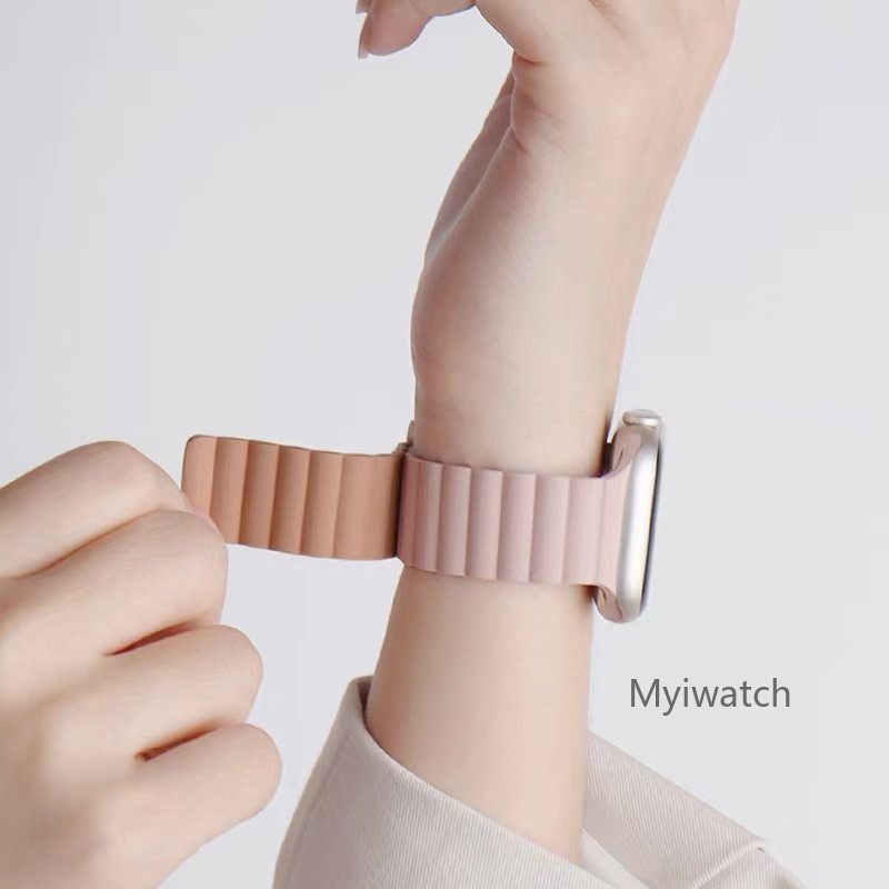 Dây Đeo Silicon Hai Màu Có Nam Châm Cho iWatch Band 49mm 41mm 45mm 44mm 40mm 38mm 42mm iWatch Seires 8 ultra 7 5 4 SE 6 3