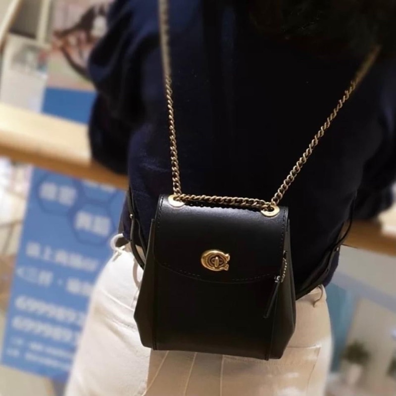 TNS - Balo mini 2 kiểu siêu trendy Parker convertible backpack-chất da cao cấp-tone màu đen classic da trơn