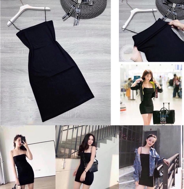 Váy body 2 dây đẹp, chất borip mềm mịn xịn giá bèo